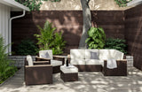 Palm Springs Outdoor 4 Seat Sectional, Arm Chair Pair and Ottoman by Homestyles - Brown - Rattan - 6800-411D9-T