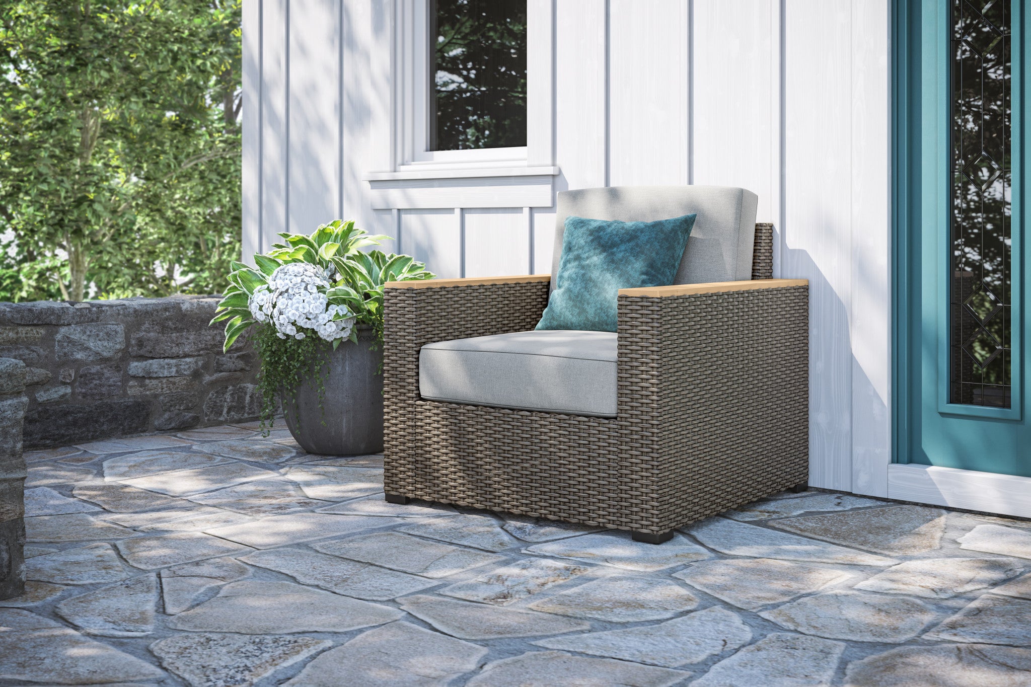Boca Raton Outdoor Arm Chair by Homestyles - Brown - Rattan - 6801-10