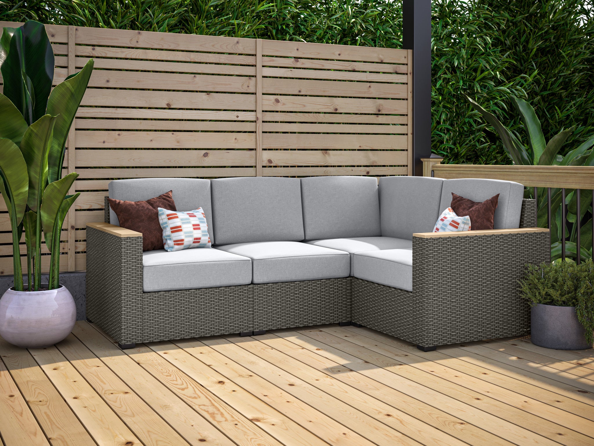 Boca Raton Outdoor 4 Seat Sectional by Homestyles - Brown - Rattan - 6801-40