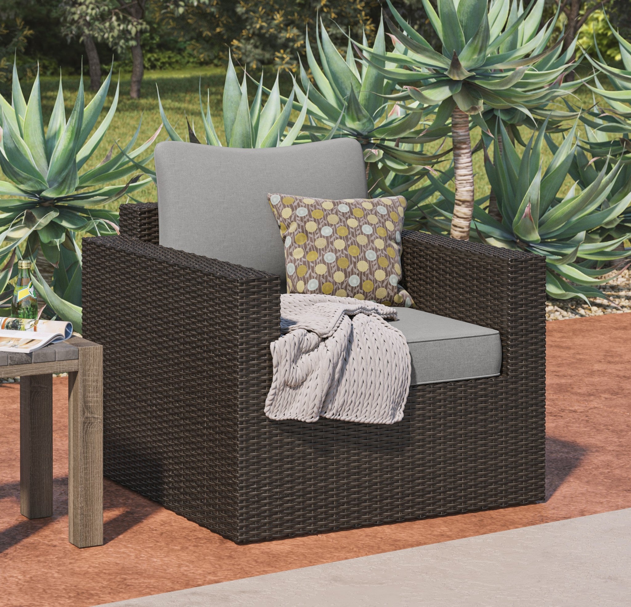 Cape Shores Outdoor Arm Chair by Homestyles - Brown - Rattan - 6802-10