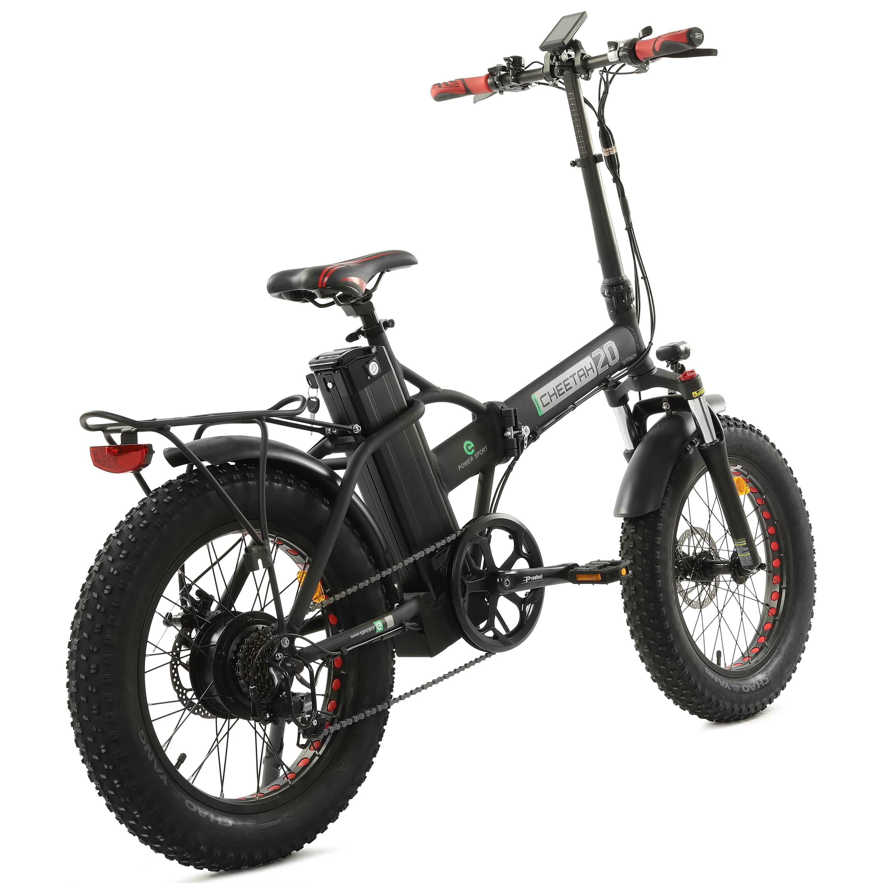 Ecotric Matt Black 48V Portable And Folding Fat Ebike With Lcd Display