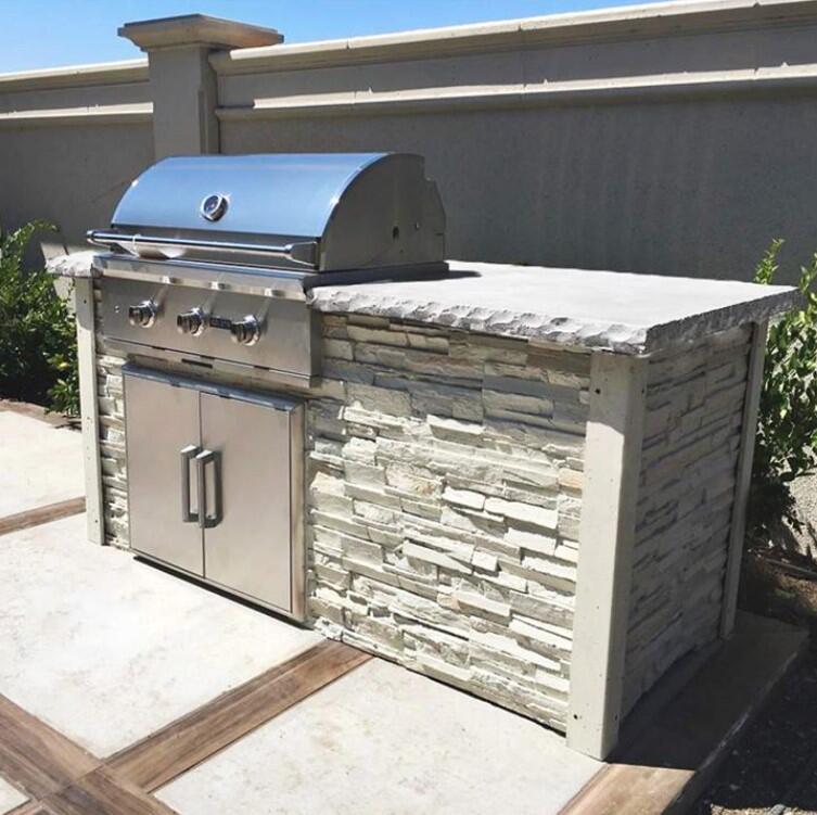 RTA - 6ft Grill Island - Stacked Stone | White | RTAC-G6-SW ** APPLIANCES SOLD SEPARATELY **