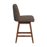 Armen Living - Amalie Swivel Bar or Counter Stool in Brown Oak Wood Finish with Taupe Boucle Fabric - 840254332034