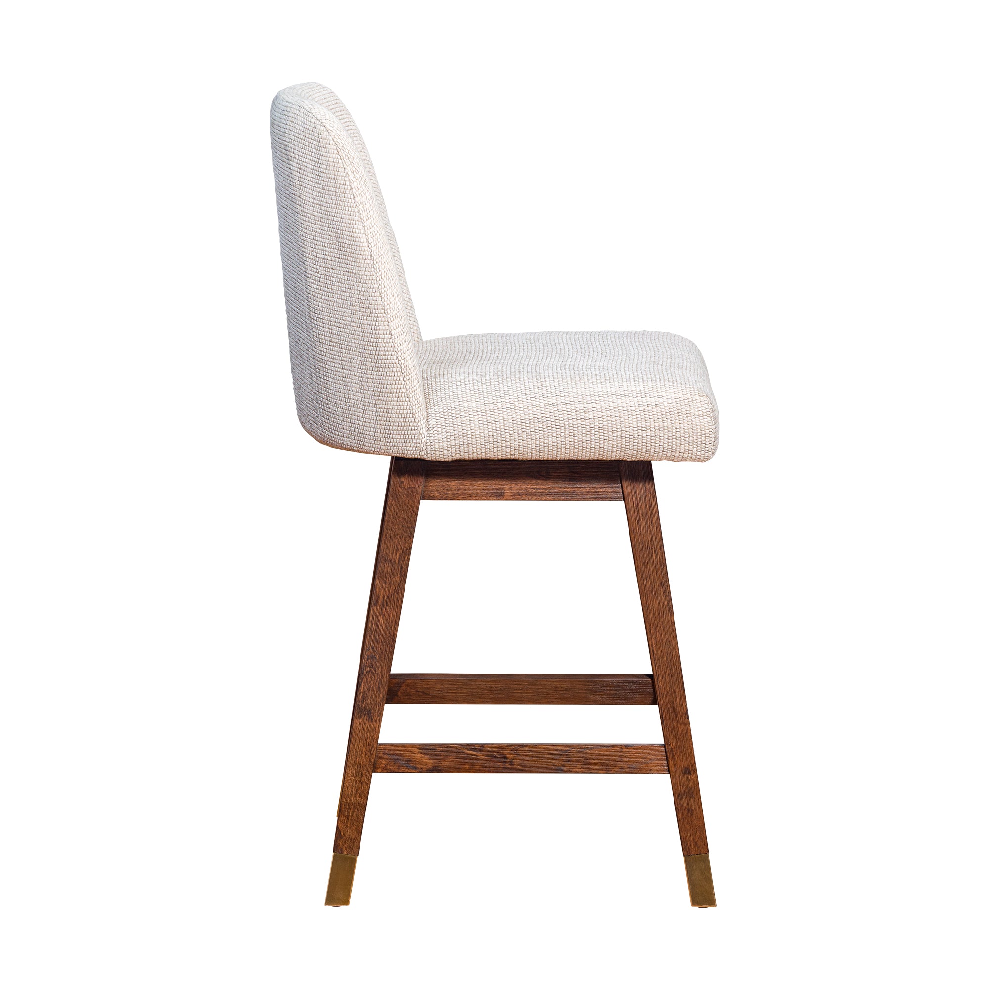 Armen Living - Amalie Swivel Bar or Counter Stool in Brown Oak Wood Finish with Beige Fabric - 840254332072