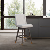 Armen Living - Stancoste Swivel Bar or Counter Stool in Grey Oak Wood Finish with Taupe Fabric - 840254332096