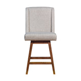 Armen Living - Stancoste Swivel Bar or Counter Stool in Brown Oak Wood Finish with Taupe Fabric - 840254332119