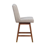 Armen Living - Stancoste Swivel Bar or Counter Stool in Brown Oak Wood Finish with Taupe Fabric - 840254332119