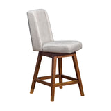 Armen Living - Stancoste Swivel Bar or Counter Stool in Brown Oak Wood Finish with Beige Fabric - 840254332157