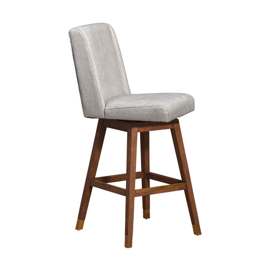 Armen Living - Stancoste Swivel Bar or Counter Stool in Brown Oak Wood Finish with Beige Fabric - 840254332164