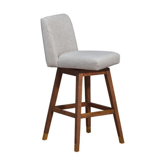 Armen Living - Basila Swivel Bar or Counter Stool in Brown Oak Wood Finish with Taupe Fabric - 840254332201