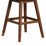 Armen Living - Basila Swivel Bar or Counter Stool in Brown Oak Wood Finish with Taupe Fabric - 840254332201