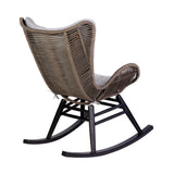 Armen Living - Fanny Outdoor Patio Rocking chair in Eucalyptus Wood and Rope - 840254332256