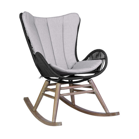 Armen Living - Fanny Outdoor Patio Rocking chair in Eucalyptus Wood and Rope - 840254332263