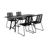 Armen Living - Koala and Shasta 5 Piece Dining Set in Dark Eucalyptus and Metal with Black Rope - 840254332362