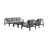 Armen Living - Mongo 4 Piece Outdoor Patio Furniture Set in Aluminum with Cushions - 840254332423