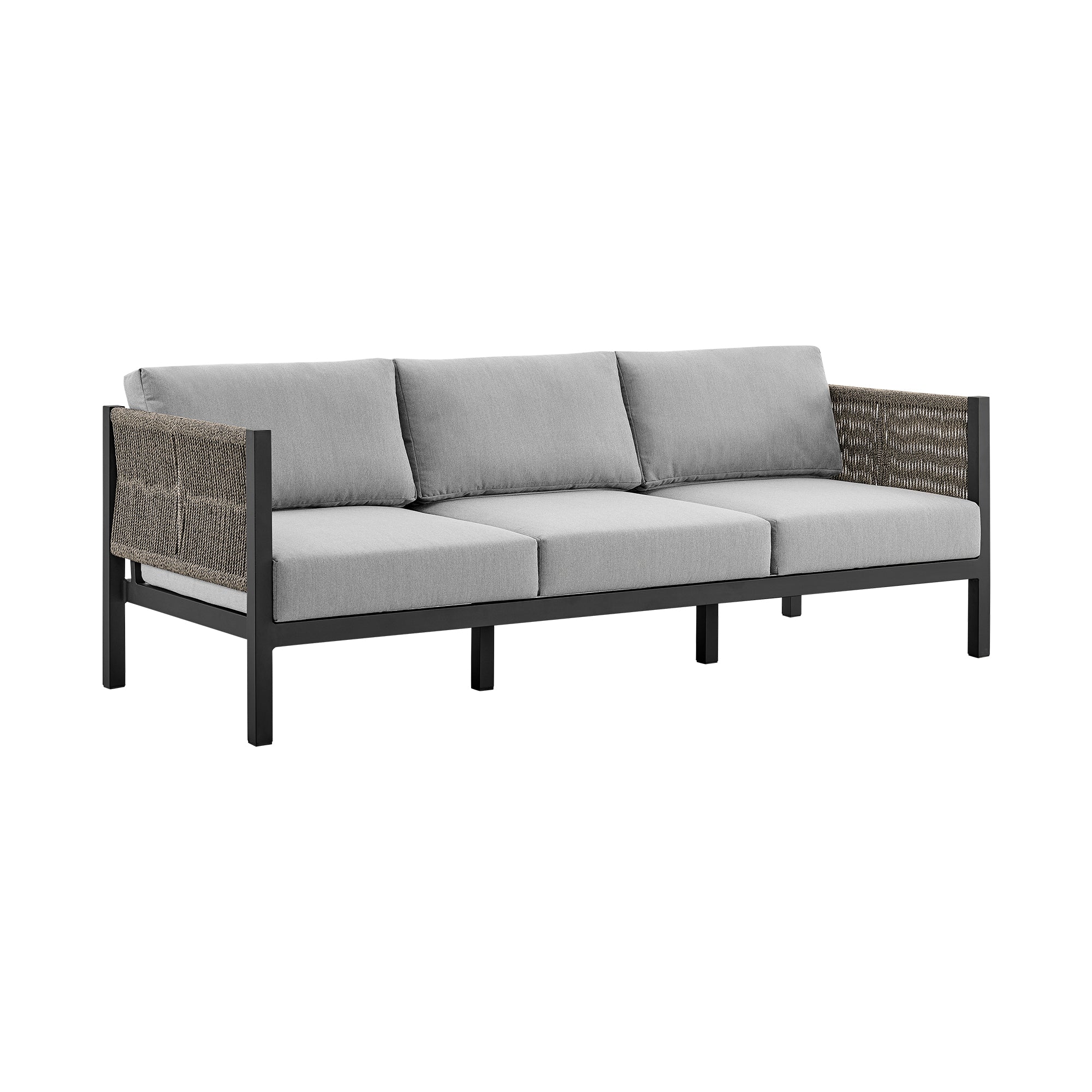 Armen Living - Cuffay 4 Piece Outdoor Patio Furniture Set in Aluminum and Rope with Cushions - 840254332447