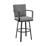 Armen Living - Don Outdoor Patio Bar or Counter Stool in Aluminum with Cushions - 840254332485