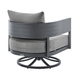 Armen Living - Argiope Outdoor Patio Swivel Rocking Chair in Grey Aluminum with Cushions - 840254332515