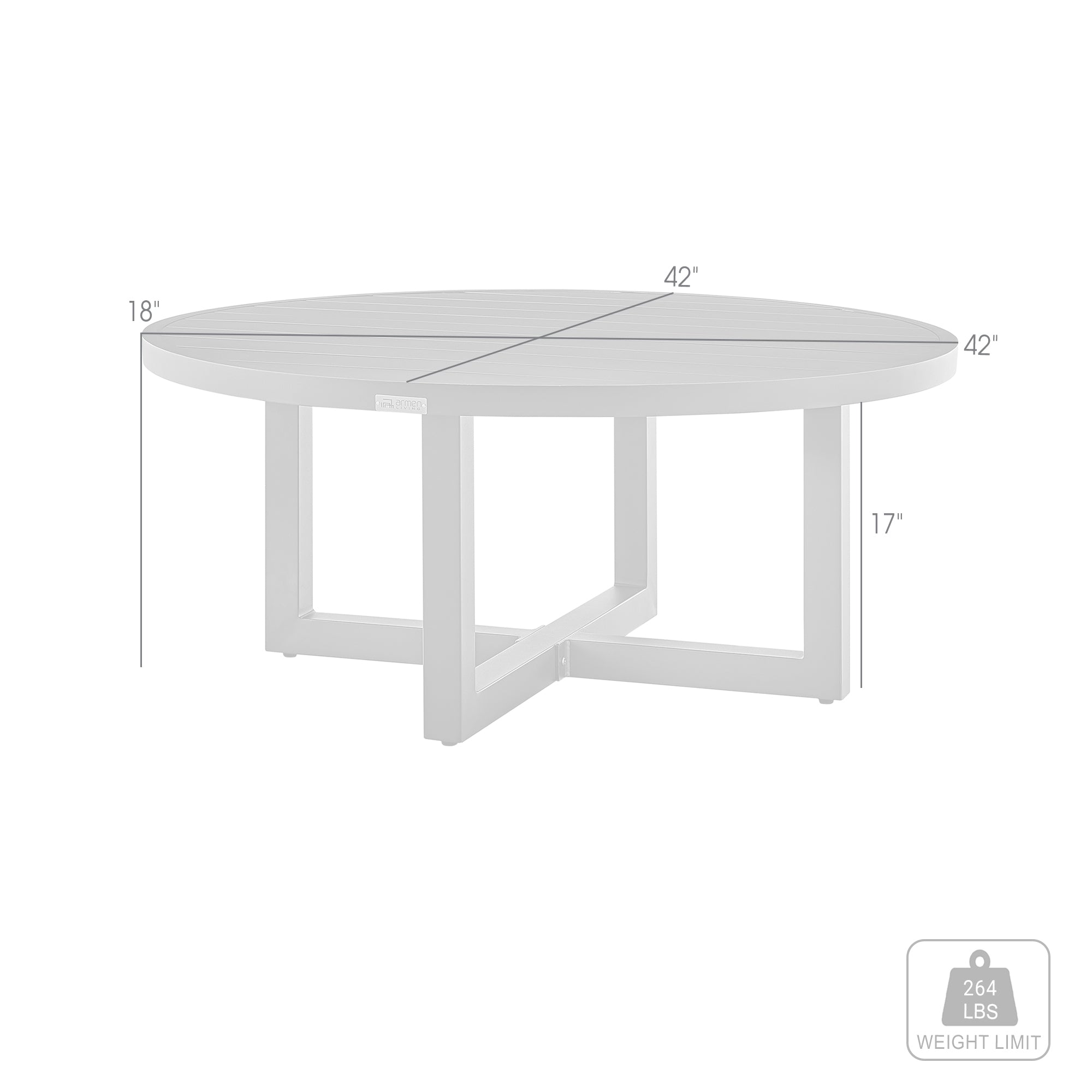 Armen Living - Argiope Outdoor Patio Round Coffee Table in Black Aluminum  - 840254332553