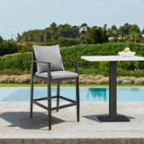 Armen Living - Grand Outdoor Patio Counter or Bar Height Bar Stool in Aluminum with Grey Cushions - 840254332669