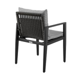 Armen Living - Grand Outdoor Patio Dining Chairs with Arms in Aluminum with Grey Cushions - Set of 2 - 840254332683