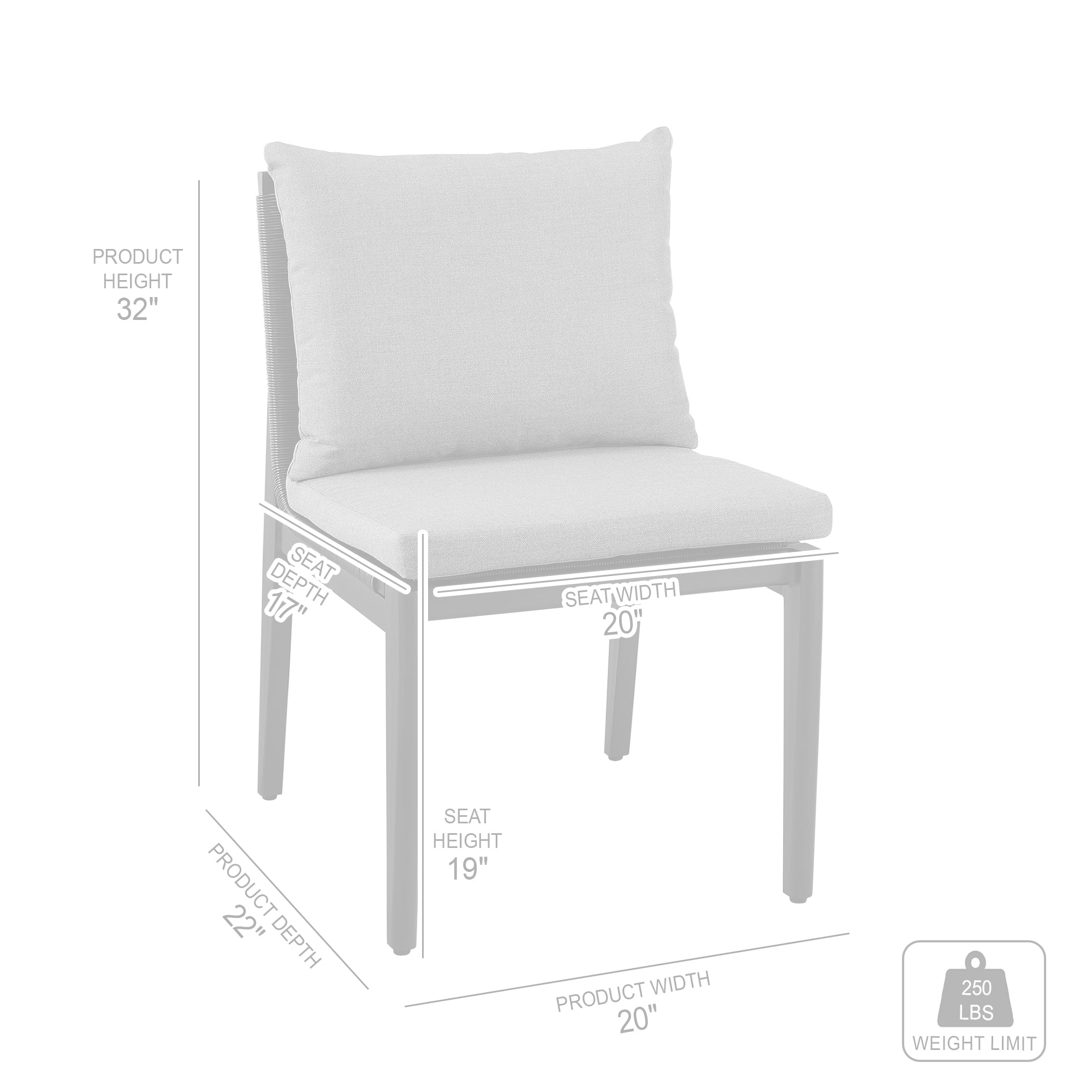 Armen Living - Grand Outdoor Patio Dining Chairs in Aluminum with Grey Cushions - Set of 2 - 840254332720