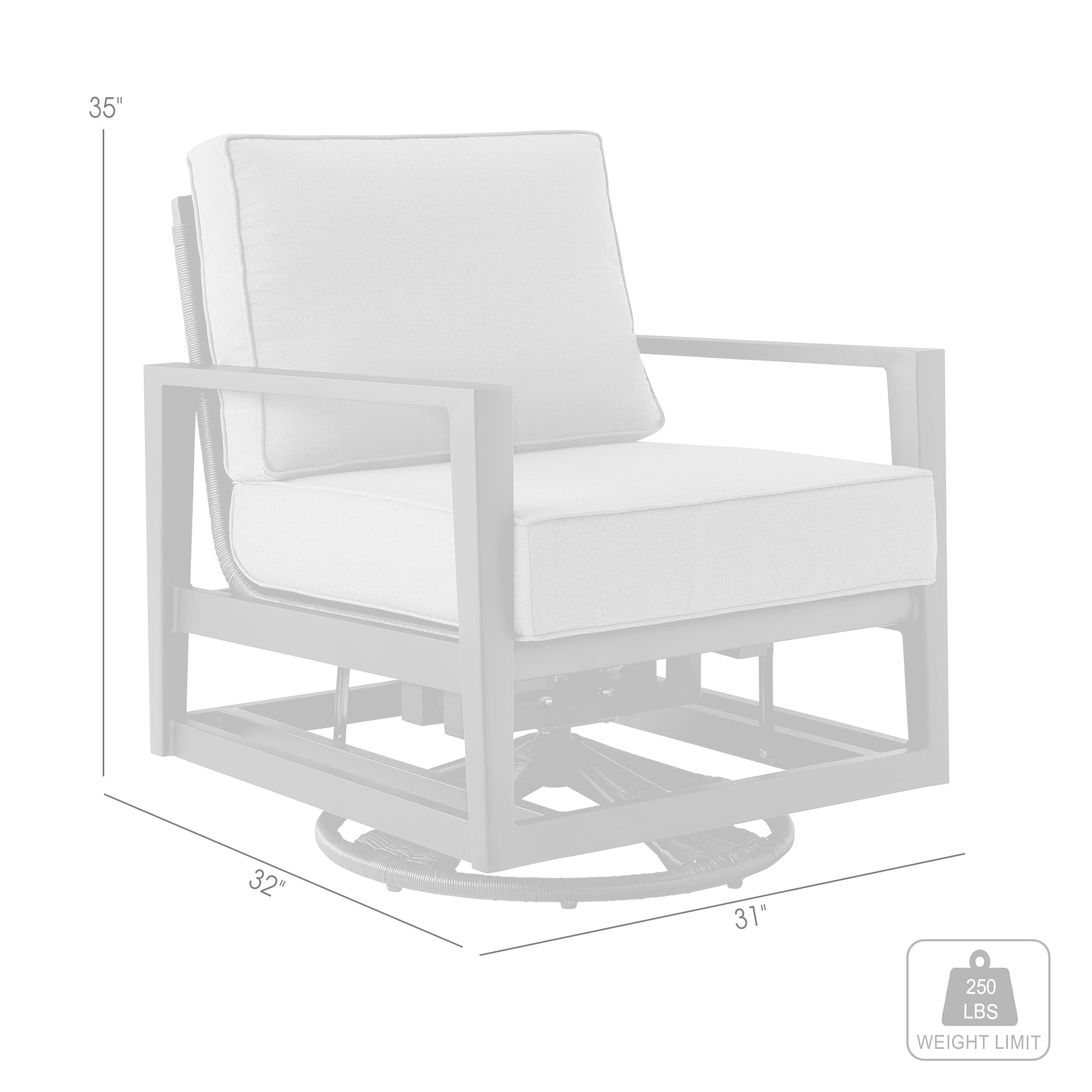 Armen Living - Grand Black Aluminum Outdoor Swivel Glider Chair with Dark Gray Cushions - 840254332737