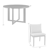 Armen Living - Grand Outdoor Patio 5-Piece Round Dining Table Set in Aluminum with Grey Cushions - 840254332751