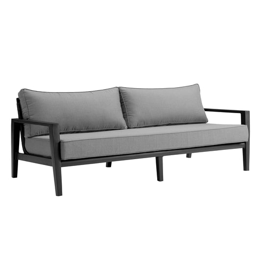 Armen Living - Grand 4 Piece Black Aluminum Outdoor Seating Set with Dark Gray Cushions - 840254332768