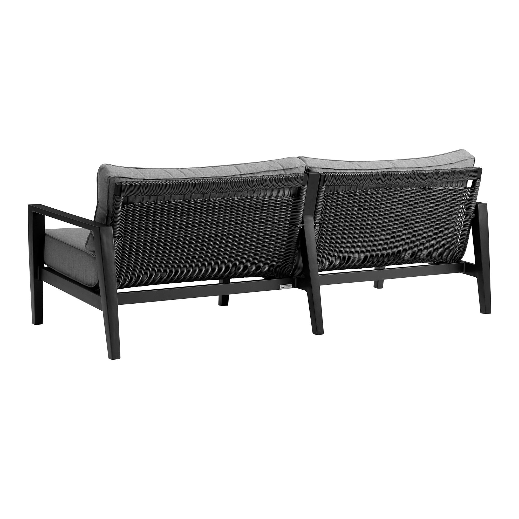 Armen Living - Grand 4 Piece Black Aluminum Outdoor Seating Set with Dark Gray Cushions - 840254332768