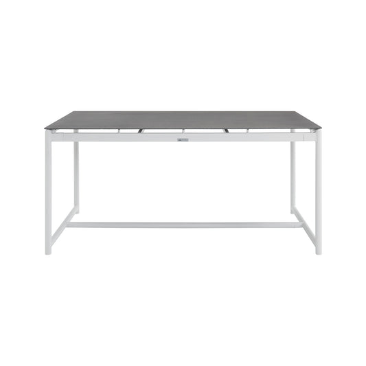 Armen Living - Royal White Aluminum and Teak Outdoor Dining Table with Stone Top - 840254332812