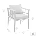 Armen Living - Beowulf Outdoor Patio Dining Chair in Aluminum and Teak with Grey Cushions – Set of 2 - 840254332881