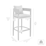 Armen Living - Argiope Outdoor Patio Counter or Bar Height Bar Stool in Aluminum with Grey Cushions - 840254332966