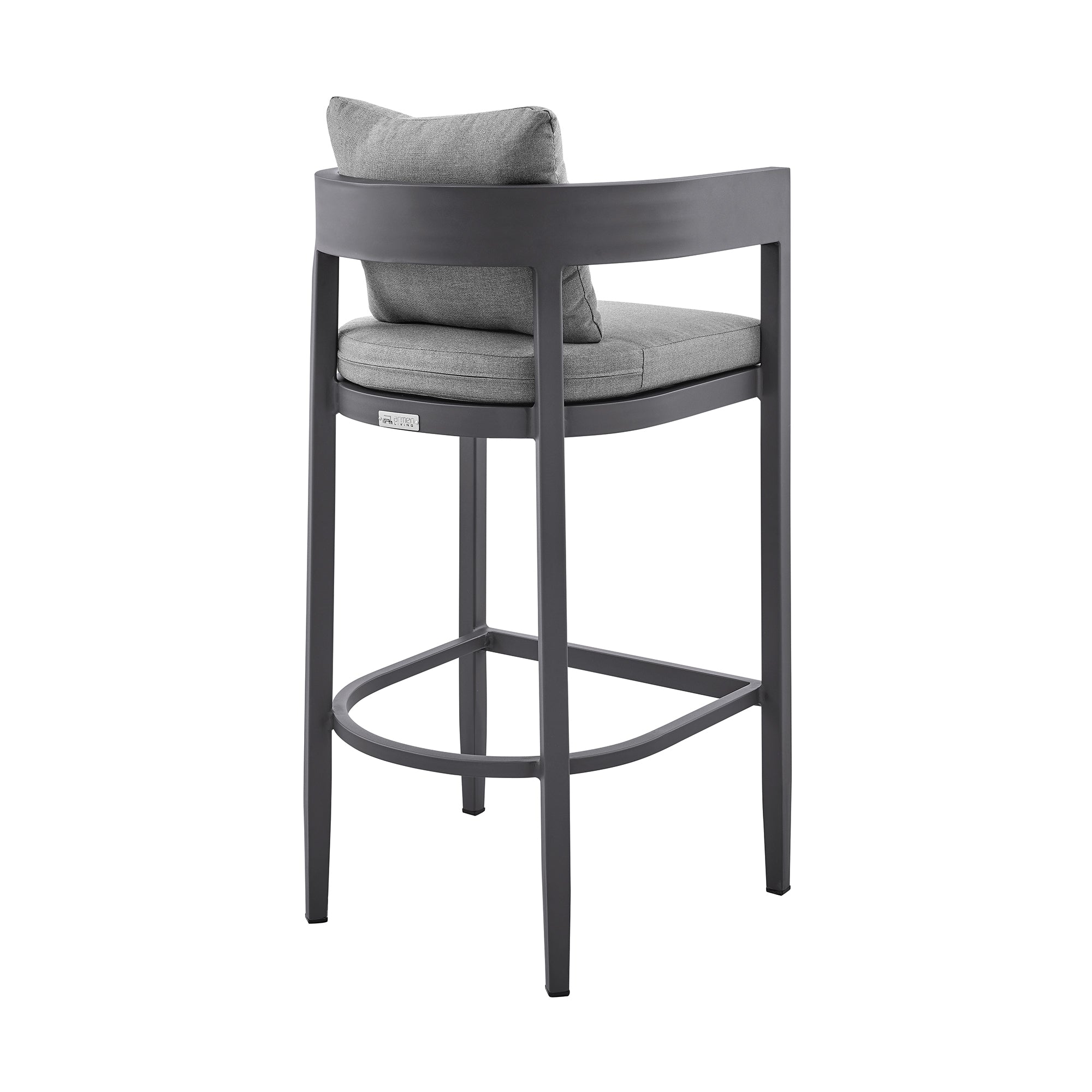 Armen Living - Argiope Outdoor Patio Counter or Bar Height Bar Stool in Aluminum with Grey Cushions - 840254332973
