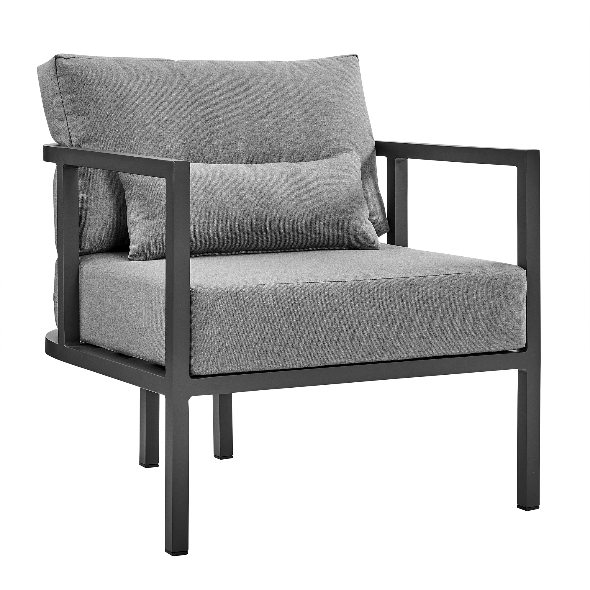 Armen Living - Venice 4 Piece Dark Gray Aluminum Outdoor Seating Set with Dark Gray Cushions - 840254333062