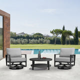 Armen Living - Grand 3 Piece Black Aluminum Outdoor Seating Set with Dark Gray Cushions - 840254333086