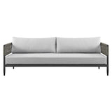 Armen Living - Felicia 4 Piece Outdoor Black Aluminum & Rope Conversation Set with Light Gray Fabric Cushions - 840254333093