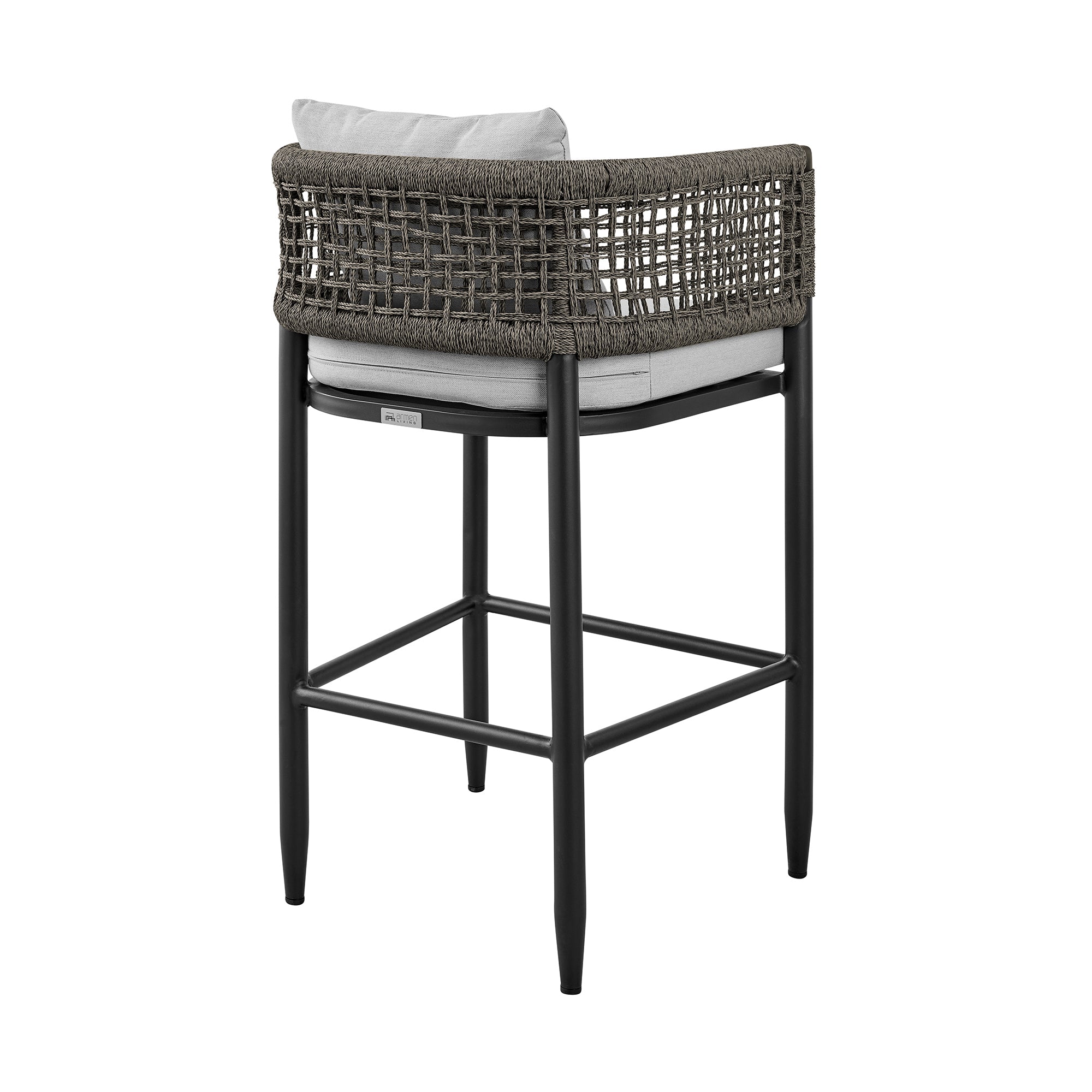 Armen Living - Felicia Outdoor Patio 5-Piece Bar Table Set in Aluminum with Grey Rope and Cushions - 840254333130