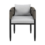 Armen Living - Felicia Outdoor Patio Dining Chair in Aluminum with Grey Rope and Cushions - Set of 2 - 840254333147