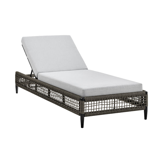 Armen Living - Felicia Outdoor Patio Adjustable Chaise Lounge Chair in Aluminum with Grey Rope and Cushions - 840254333161