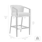 Armen Living - Aileen Outdoor Patio Counter or Bar Height Bar Stool in Aluminum and Wicker with Grey Cushions - 840254333185