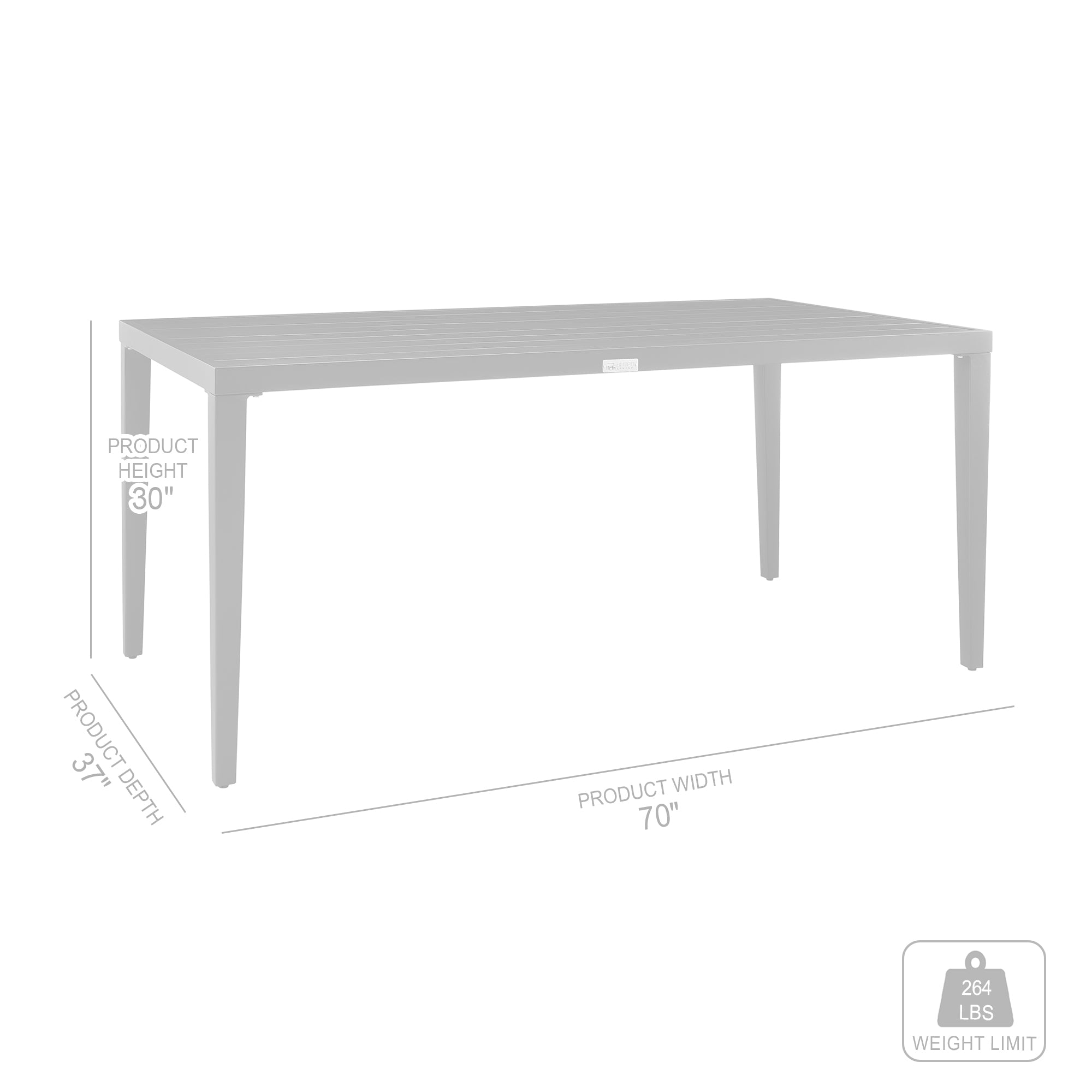 Armen Living - Aileen Outdoor Patio Dining Table in Aluminum - 840254333215