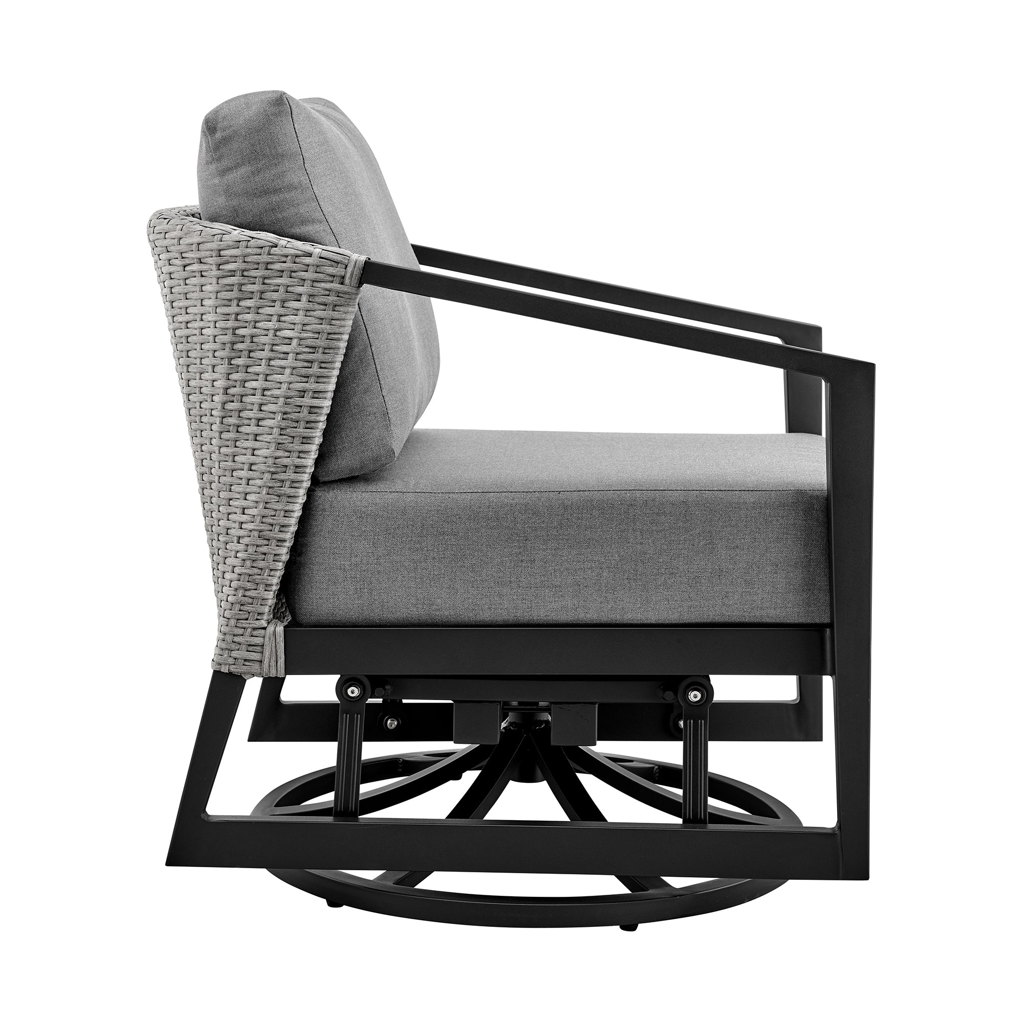 Armen Living - Aileen Outdoor Patio Swivel Lounge Chair in Aluminum with Grey Cushions - 840254333246