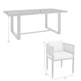 Armen Living - Felicia Outdoor Patio 7-Piece Dining Table Set in Aluminum with Grey Rope and Cushions - 840254333307