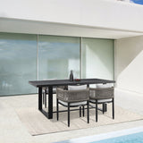 Armen Living - Felicia Outdoor Patio 5-Piece Dining Table Set in Aluminum with Grey Rope and Cushions - 840254333314
