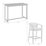 Armen Living - Aileen Outdoor Patio 5-Piece Bar Table Set in Aluminum with Grey Cushions - 840254333338