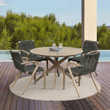 Armen Living - Sachi and Nabila Outdoor 5 Piece Light Eucalyptus and Concrete Dining Set - 840254333383