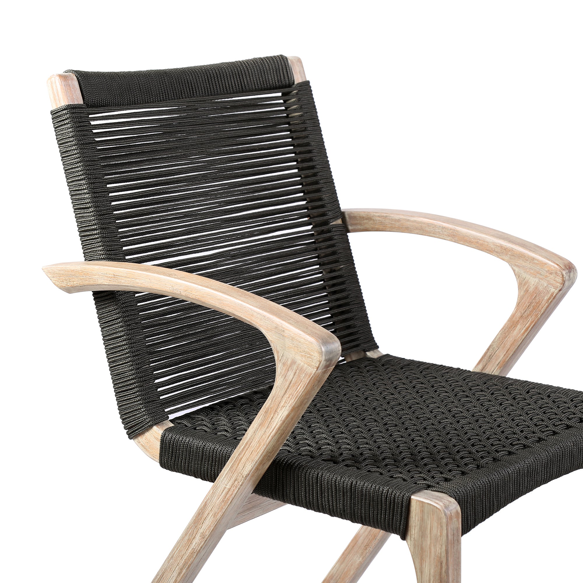 Armen Living - Nabila Outdoor Light Eucalyptus Wood and Charcoal Rope Dining Chairs - Set of 2 - 840254333413