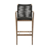 Armen Living - Nabila Outdoor Light Eucalyptus Wood and Charcoal Rope Counter and Bar Height Stool - 840254333444