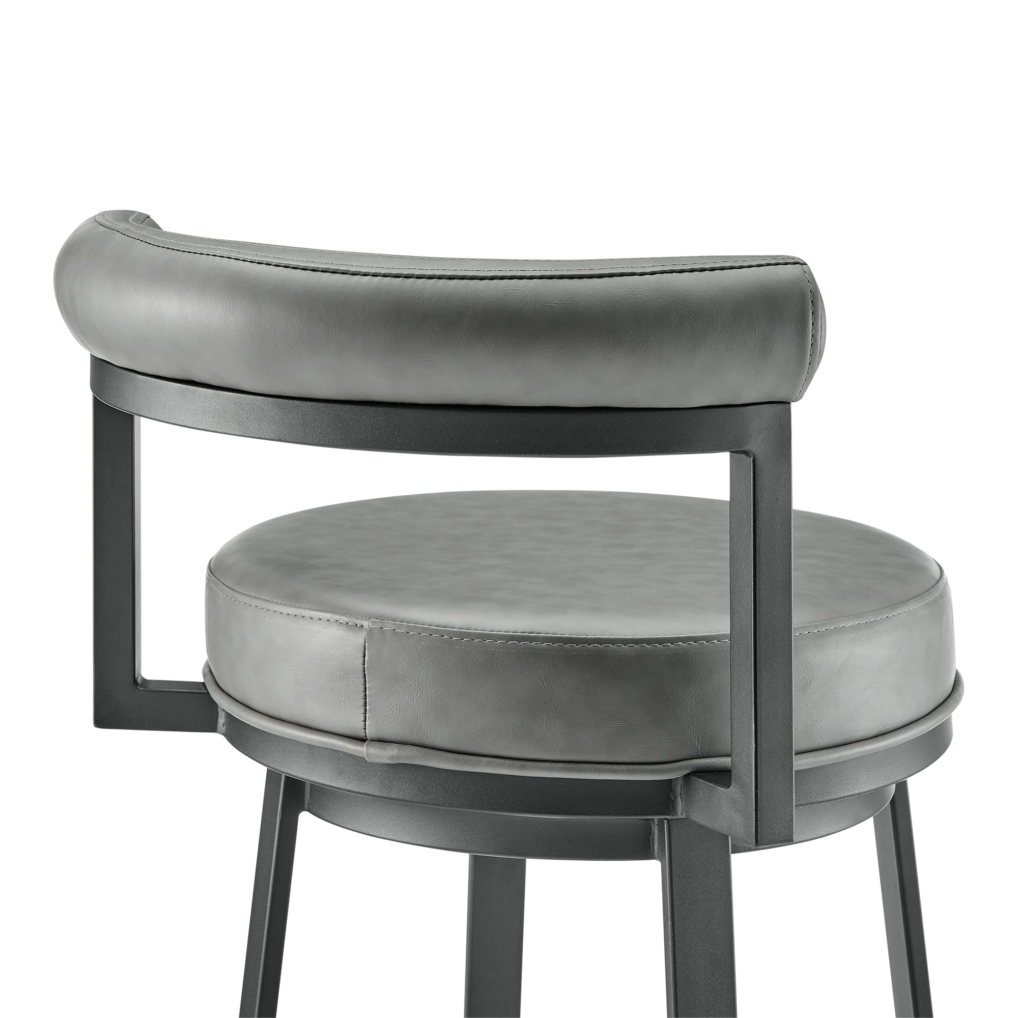 Armen Living - Neura Swivel Counter or Bar Stool in Metal with Faux Leather  - 840254333482